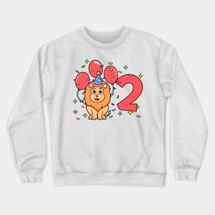 I am 2 with lion - kids birthday 2 years old Crewneck Sweatshirt